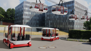Grafik des Projekts "upBUS" der RWTH Aachen: Wechsel zwischen Busbetrieb und Seilbahn