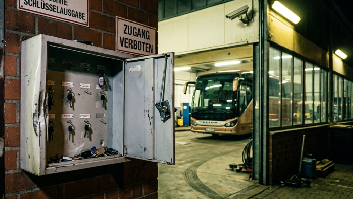 Aufbruch eines Schlüsselkastens in einem Bus-Betriebshof