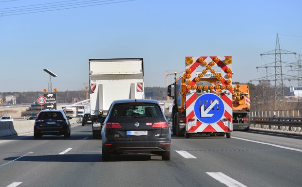 Zippersystem, Baustelle, Autobahn