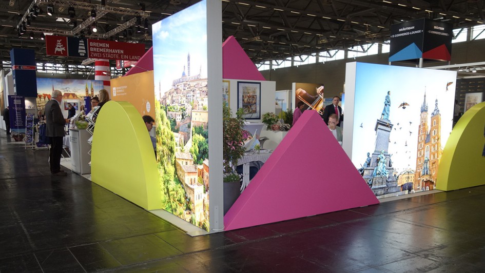 Aufwändig gestalteter Stand